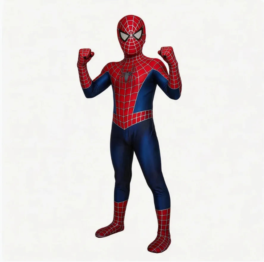 Halloween Hero Bodysuit - Stretchy Full-Body Jumpsuit with Head Cover for Cosplay Parties