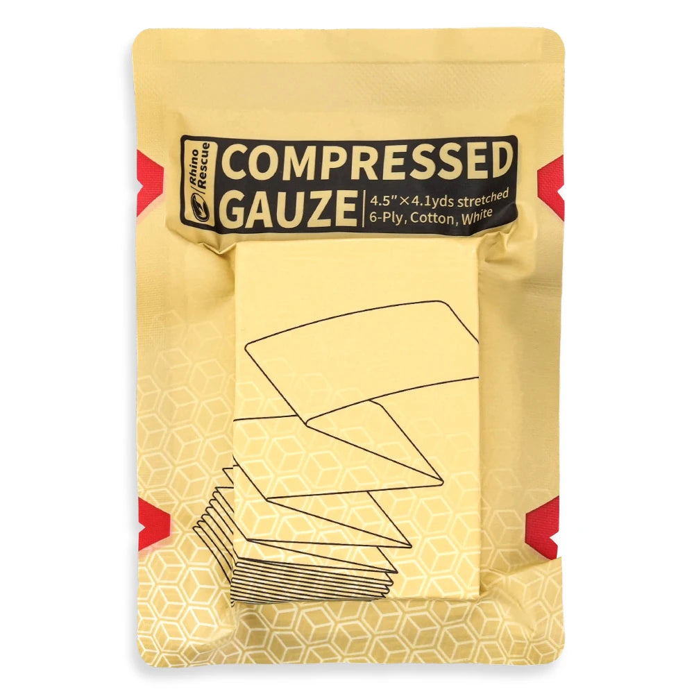 RHINO RESCUE Sterile Compressed Gauze for Emergency Wound Dressing – First Aid & Trauma Kit Essential