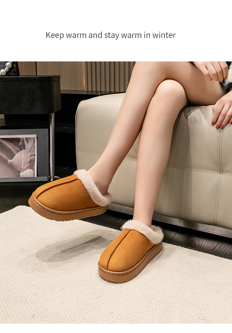 Fashion Women’s Fluffy Slippers – Warm Anti-Slip EVA Indoor Shoes with Thick Sole for Autumn & Winter