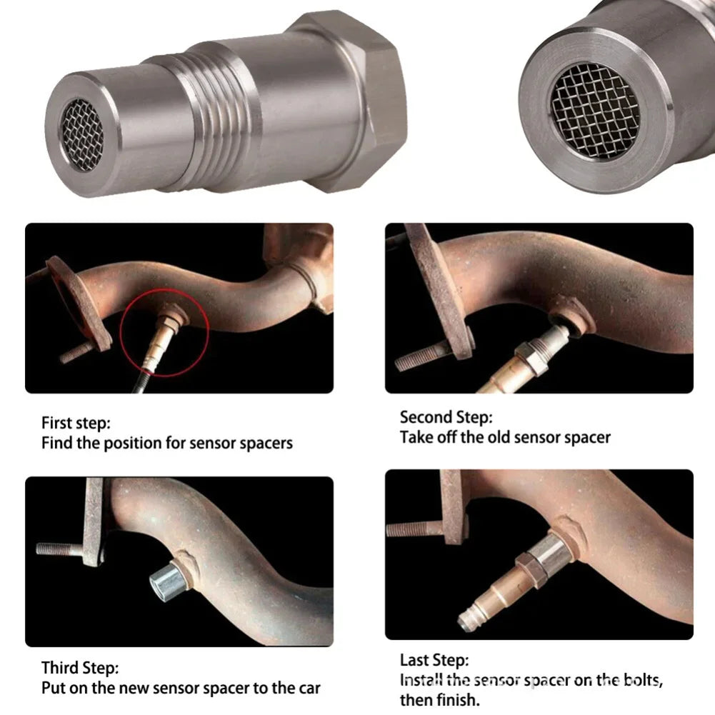 30-1PCS O2 Oxygen Sensor Spacer – M18X1.5 Extender Adapter & CEL Eliminator, Mini Catalytic Converter