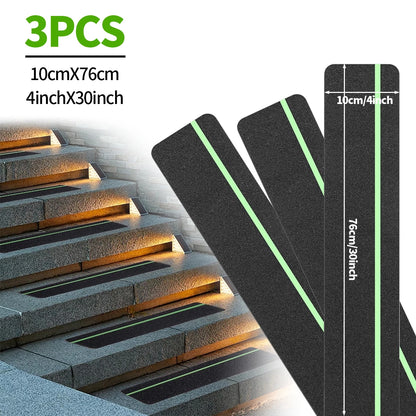 Glow in the Dark Anti-Slip Traction Tape Green Stripe Abrasive Adhesive Stair Tread Safety Grip Tape for Indoor & Outdoor Use