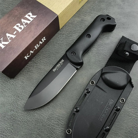 KB Fixed Blade Survival Knife - 8Cr13MoV Blade with Nylon Fiber Handle for Camping, Hunting, Hiking & EDC Outdoor Use
