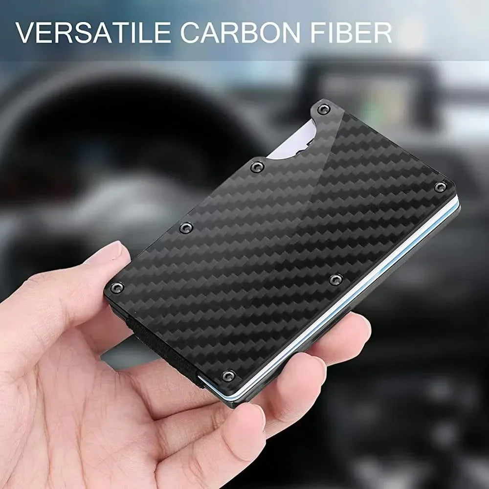 Carbon Fiber Minimalist Slim Wallet for Men – RFID-Blocking Credit Card Holder & Cashback Cardholder Case