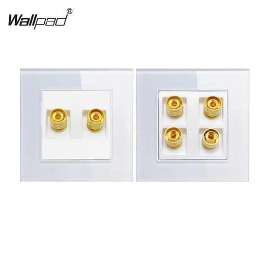 4 Pin Audio Wall Socket Panel - Luxury Crystal Glass Audio Video Sound Outlet 110V-250V