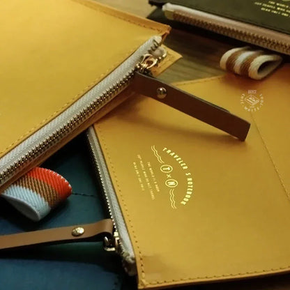 Fromthenon Travel Notebook with Special Paper – Washable Zipper Storage Bag, Pen Case & Stationery Organizer Supplies