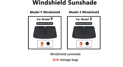 Split Sunshade for Tesla Model 3 (2017-2023) & Model Y – Front & Rear Sunroof Windshield Skylight Glass Roof Cooling Shade