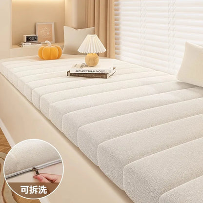 Customized Teddy Sponge Windowsill Cushion – High-Density Waterproof Non-Slip Sofa Cushion, 4.5/6.5/9.5 cm Options