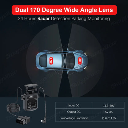 4K 2160P Dual Lens Car DVR – WIFI GPS Logger, Novatek 96663 Chip, Sony Sensor, Night Vision Dash Cam Recorder D30H