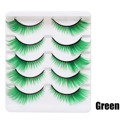 Colorful Halloween False Eyelashes – Blue, Red & Pink Cosplay Fake Lash Extensions for Makeup Looks