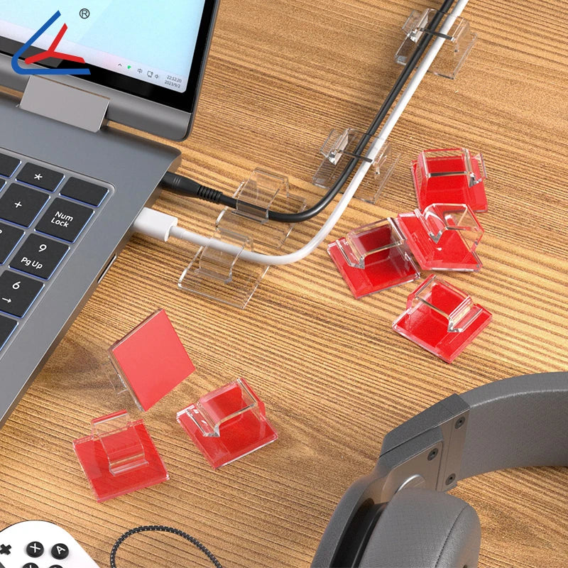 20/50/100PCS Transparent Adhesive Cable Clamps – Organizer Clamps for Office & Home Use