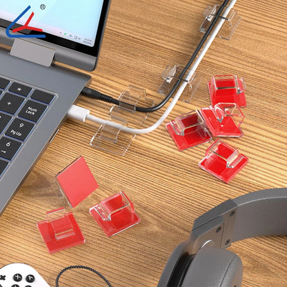 20/50/100PCS Transparent Adhesive Cable Clamps – Organizer Clamps for Office & Home Use