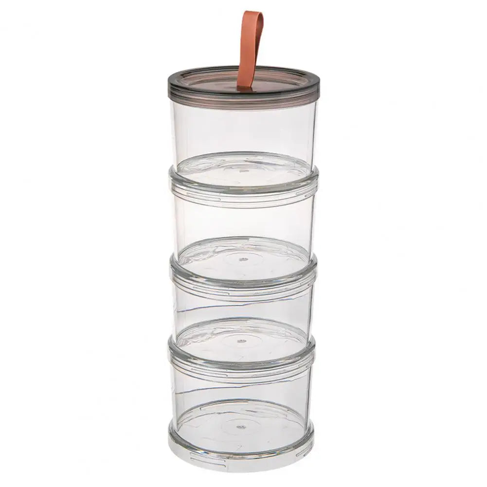 Airtight Round Spice Jars – Stackable Clear Seasoning Storage Organizer with Handle for Kitchen & Pantry