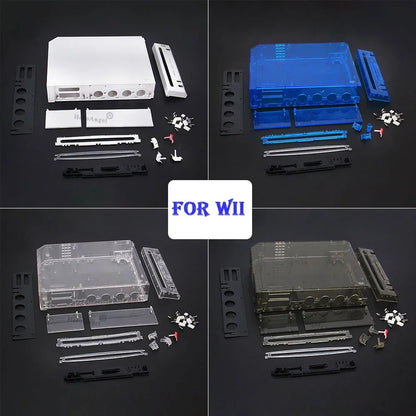 11 Colors Replacement Full Case Cover for Wii Game Console – Black, White, Blue, Transparent Housing Shell with Buttons & Retail Packing