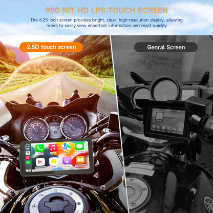6.25 Inch Portable Motorcycle GPS Navigator with Wireless Apple CarPlay & Android Auto Touchscreen – Spedal CL871