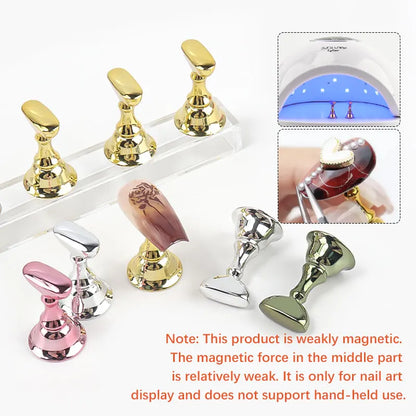 5PCS Magnetic Nail Tip Holders - Crystal Base False Nail Practice & Nail Art Display Stand