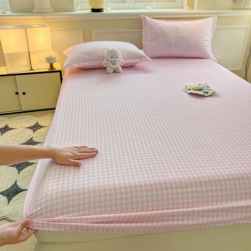 Plaid Fitted Sheet - Soft Skin-Friendly Elastic Bed Cover for Kids & Home