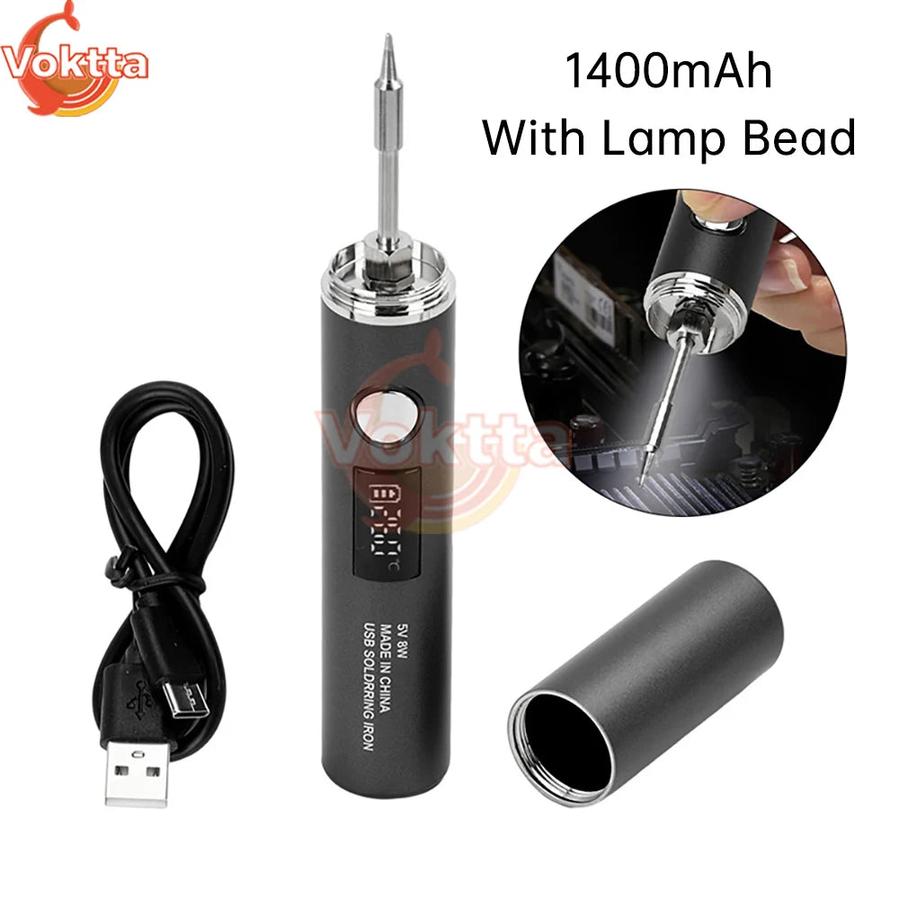 USB Rechargeable Soldering Iron Kit – Adjustable Temperature 260–420℃ Electric Welding Tool with 850mAh/1400mAh Battery Portable Soldering Pen