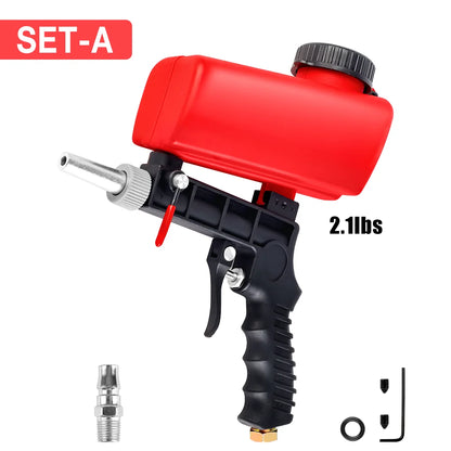 90PSI Portable Sandblasting Gun - Adjustable Cordless Handheld Gravity Air Tool for Home Cleaning & Surface Polishing