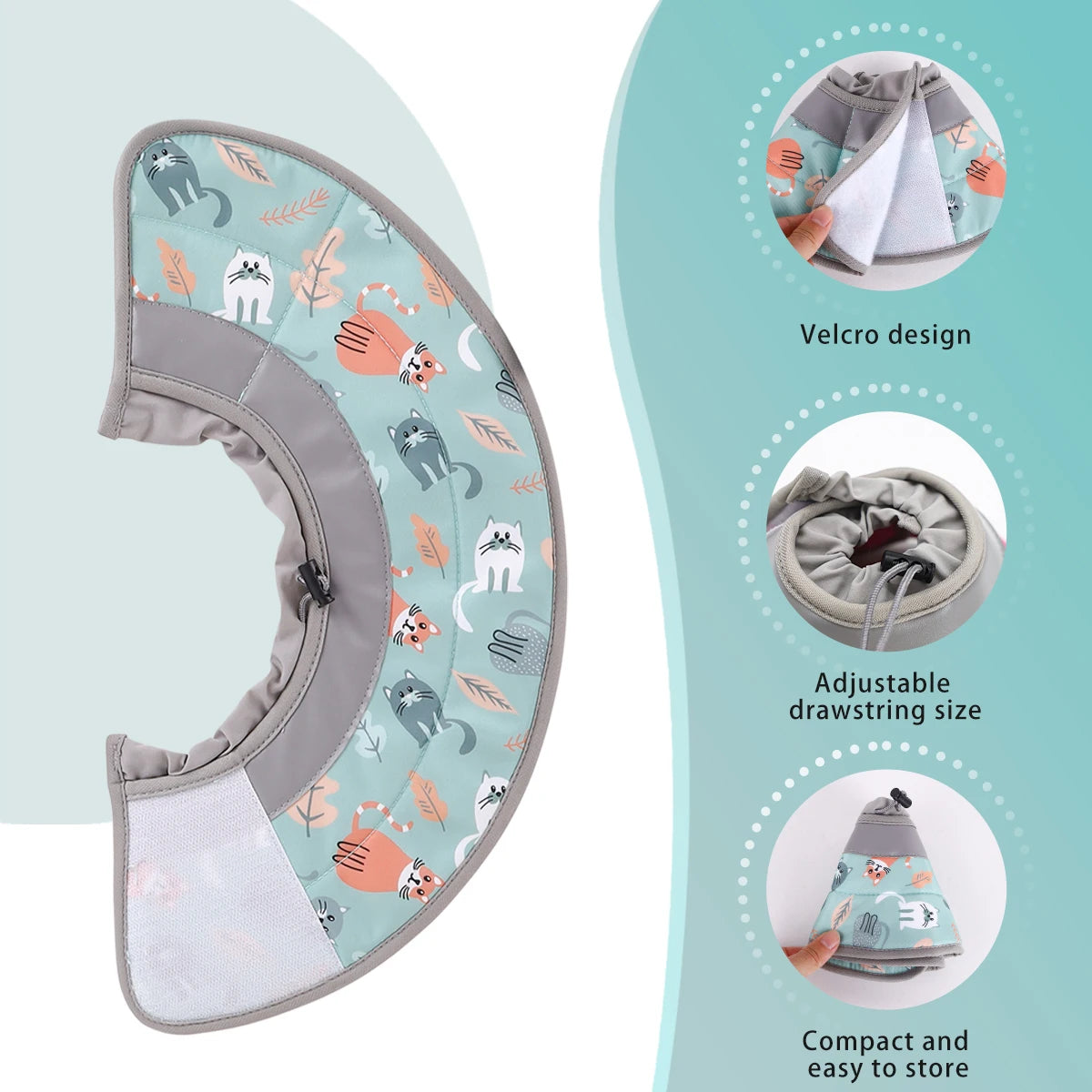 Soft Cat Recovery Collar – Adjustable Protective Elizabethan Cone for Post-Surgery Comfort, Lightweight Pet Collar