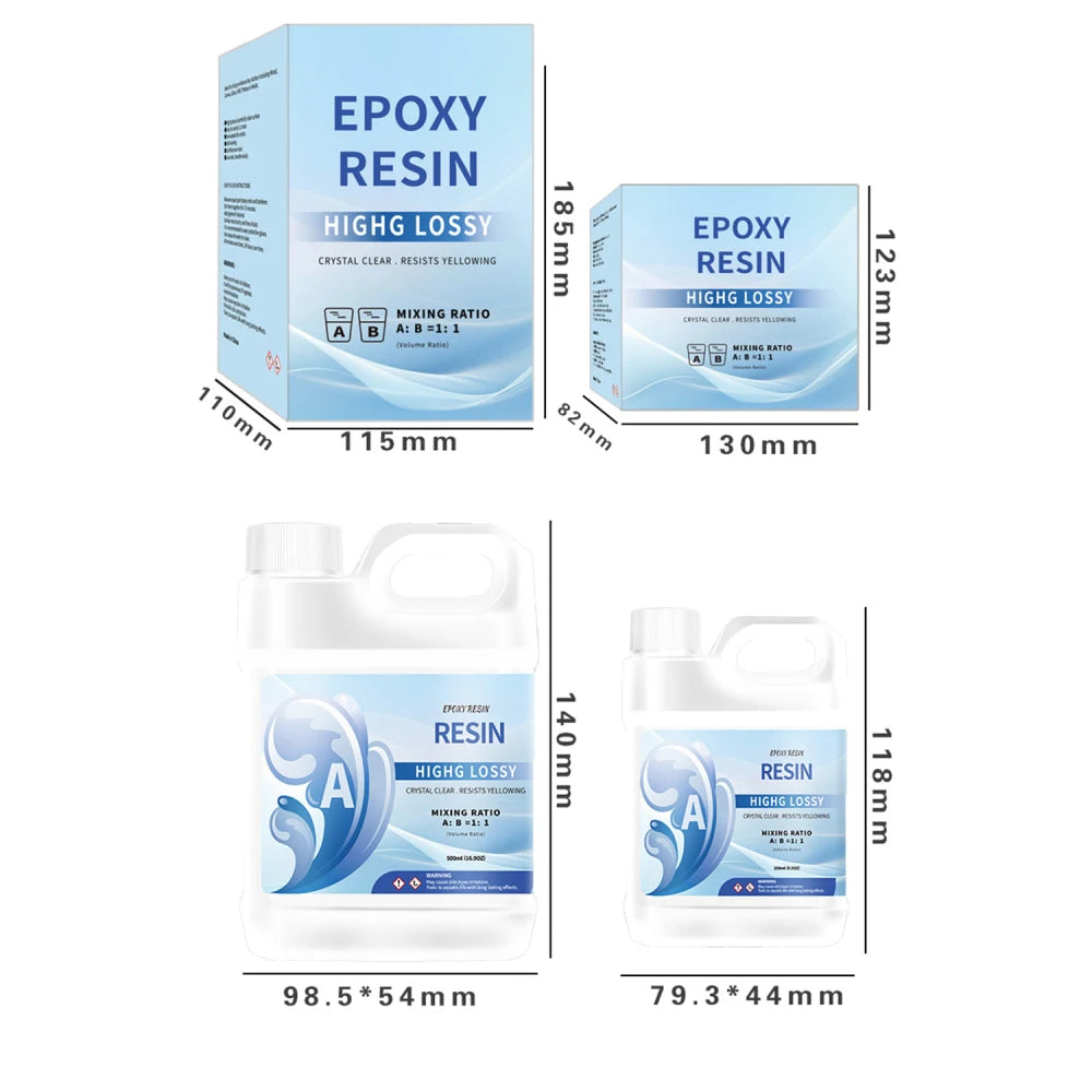 500/1000ml AB Epoxy Resin Glue Set – 1:1 High Adhesive Crystal Clear Resin for Jewelry Making & DIY Crafts