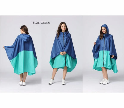 Women's Fashionable Waterproof Rain Poncho - Colorful Print, Hooded with Zipper, Stylish Raincoat