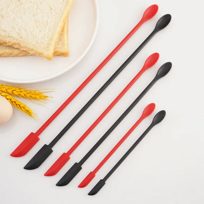 Silicone Mini Spatula Set - Lengthened Double-Head Scraper for Cosmetic Bottles, Jam & Cake Baking