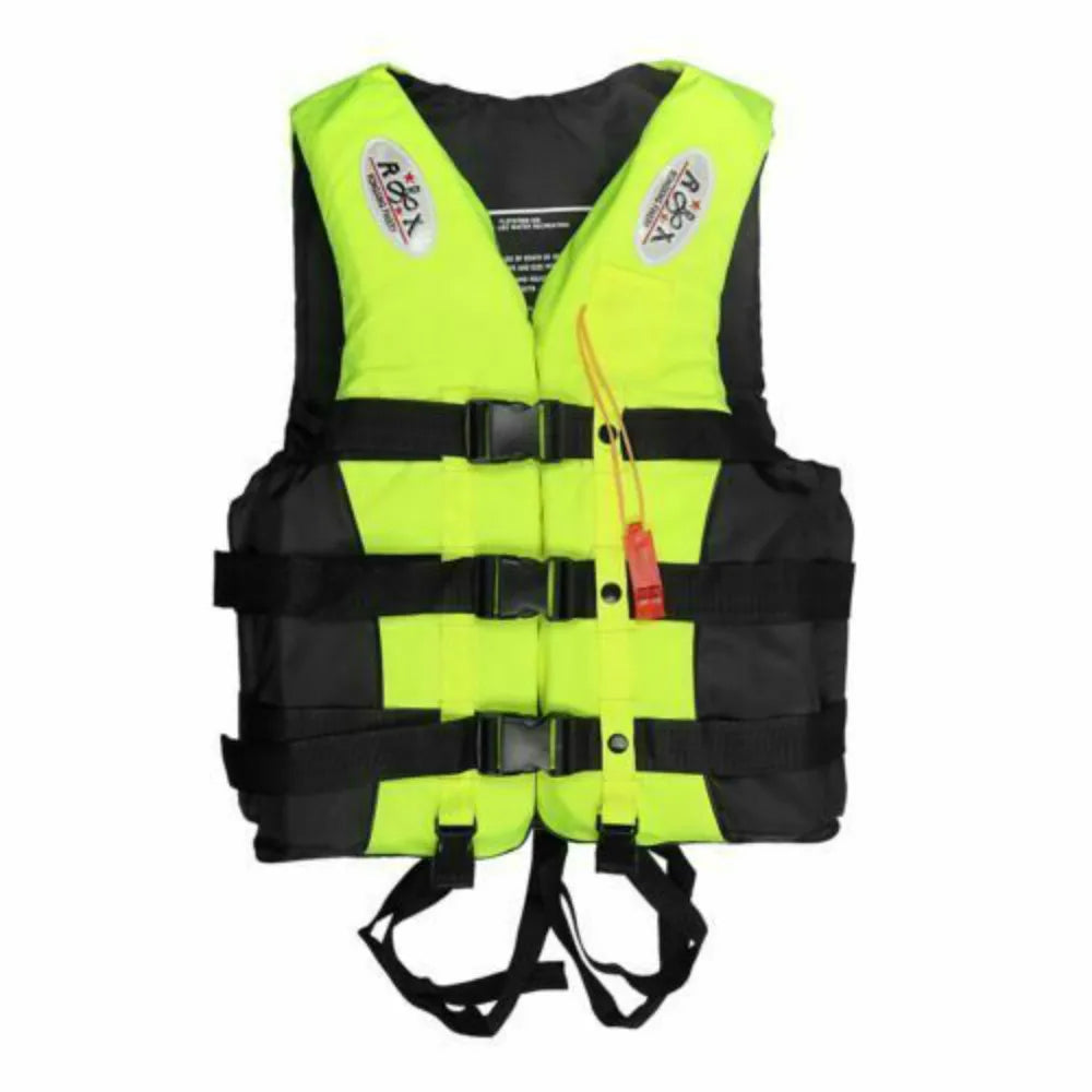 S-XXXL Swimming & Boating Life Jacket - Polyester Skiing Vest, Survival Suit for Adults & Children with Whistle, Outdoor Safety Gear