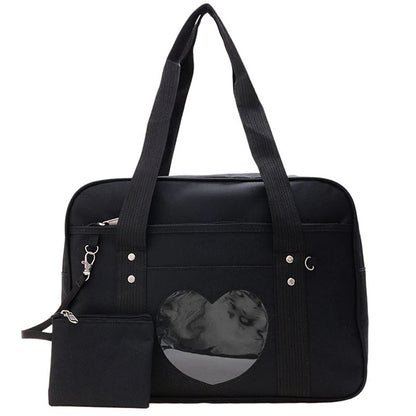 Japanese Lolita Heart JK School Bag | Fashion PU Oxford Handbag for Women, Students & Cosplay Anime Shoulder Bag