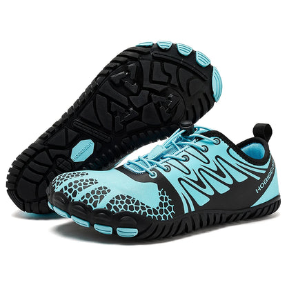 HOBIBEAR Wide Toe Barefoot Shoes – Unisex Artificial Leather Outdoor Walking Sneakers, Zero Drop Minimalist with Elastic Band