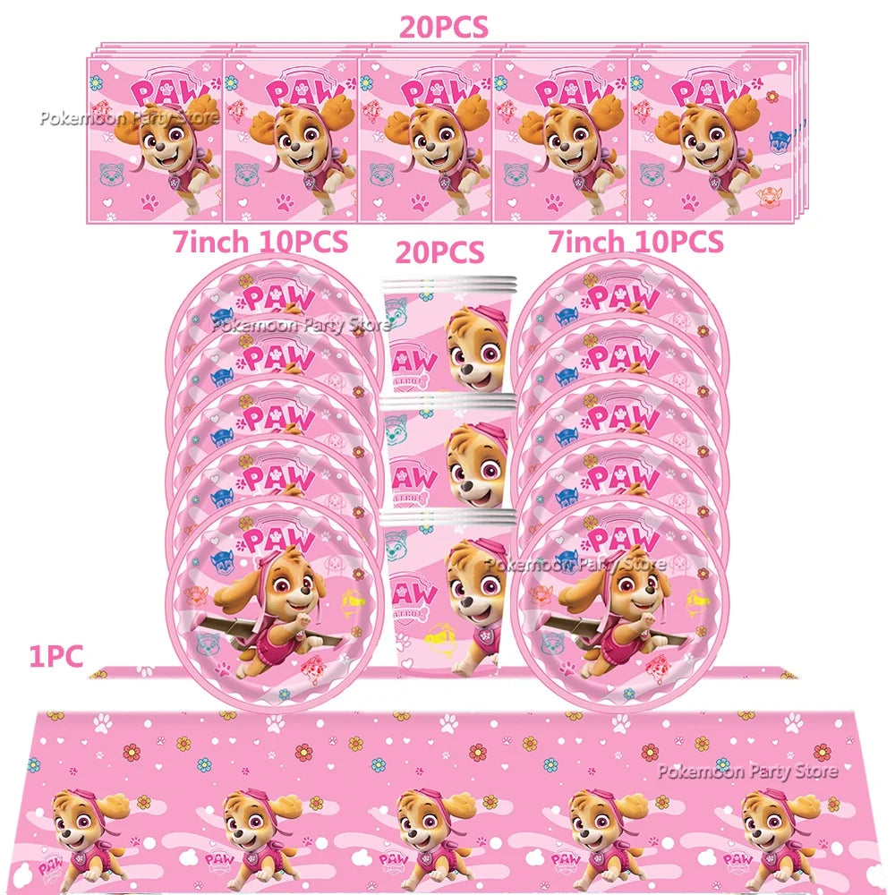 Paw Patrol Kids Birthday Party Supplies Set – Cups, Plates, Napkins, Gift Bags & Cake Toppers Decorations Kit