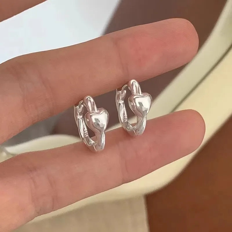 PANJBJ925 Sterling Silver Hoop Earrings - Frosted Geometric Design Fashion Jewelry Gift for Women