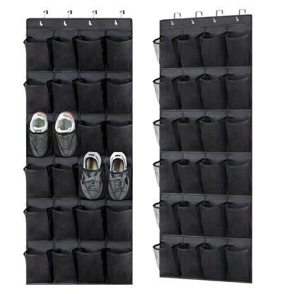 Over The Door Shoe Organizer - 14/24/40 Grid Mesh Pocket Hanging Rack for Closet Shoe Storage & Organization