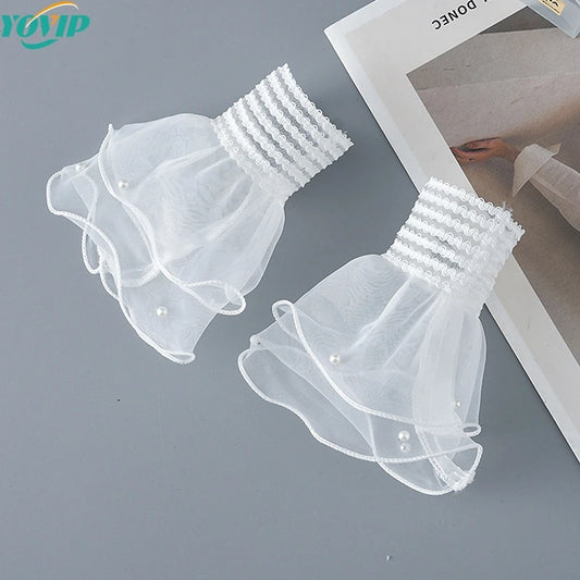 Nail Art Photography Glove - Tulle Pleated Cuff Sleeve Prop for Manicure Display & Nail Tip Showcase
