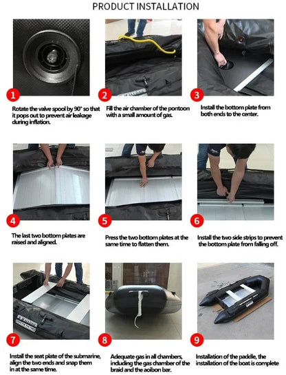 1.2mm Thickened PVC Assault Boats – V-Shape Keel Inflatable Fishing Boat Set with Alloy Bottoms (230-380cm)