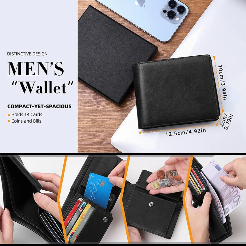 Men’s RFID Blocking Slim Wallet – Multi-Functional Credit Card Holder with 15 Card Slots, Compact Minimalist Wallet for Everyday Use