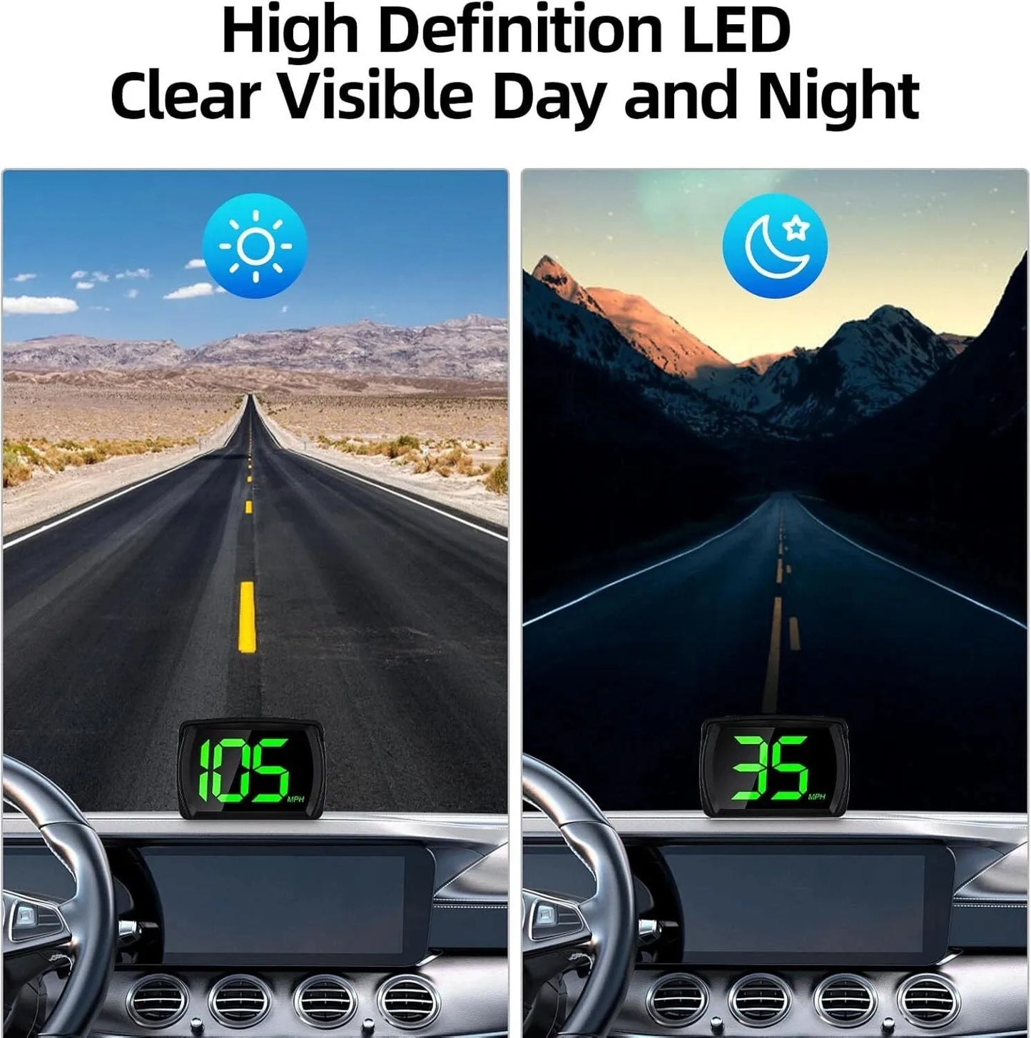 Universal Car GPS Digital HUD Speedometer - HD LCD KMH/MPH Display with Speed Reminder, Dual Chips & Plug-and-Play