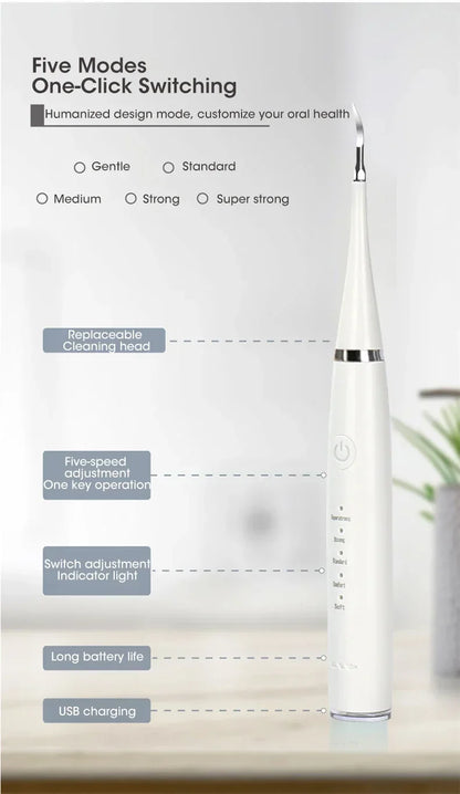 Electric Sonic Toothbrush 3-in-1 – Tartar Removal, Teeth Whitening, USB Charging, Replaceable Brush Head for Oral Care