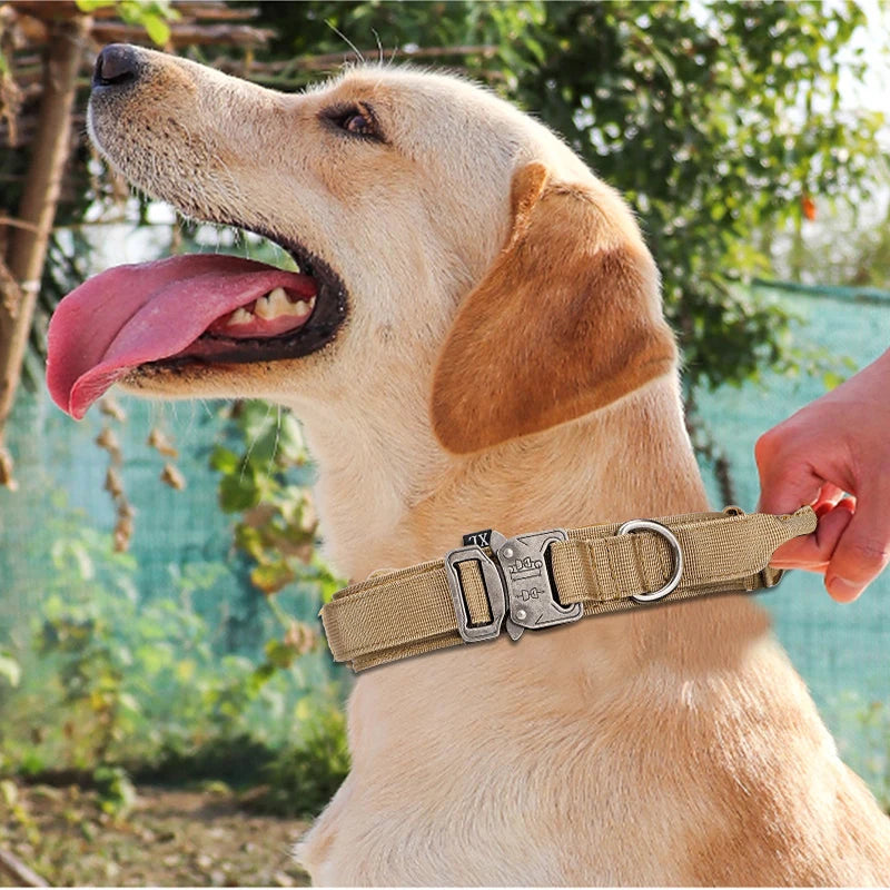 Durable Nylon Pet Dog Collar & Leash Set – Reflective Tactical Training Collar for Large Dogs