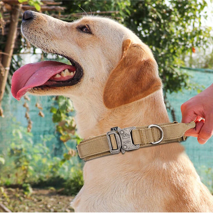 Durable Nylon Pet Dog Collar & Leash Set – Reflective Tactical Training Collar for Large Dogs