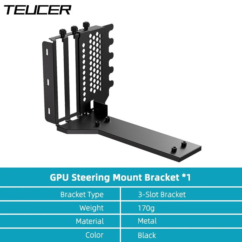 TEUCER L-Z3 GPU Vertical Mounting Bracket Kit – PCIe 4.0 X16 Riser Cable 200mm for Graphics Card Steering Mount