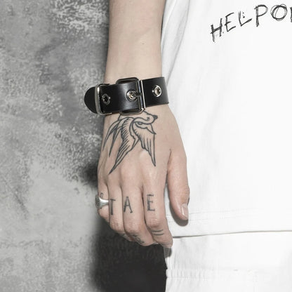 Punk Wrist Cuff Bracelet - Adjustable Retro Buckle Bangle for Men & Women, Party & Daily Wear