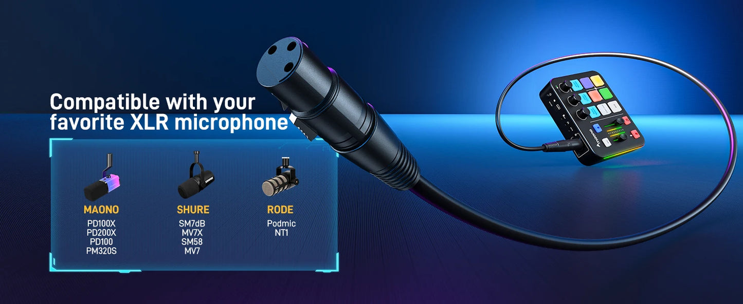 MAONO G1 NEO Audio Interface – XLR Mixer with Custom Sound Effects for Gaming, Podcast & Voice Recording