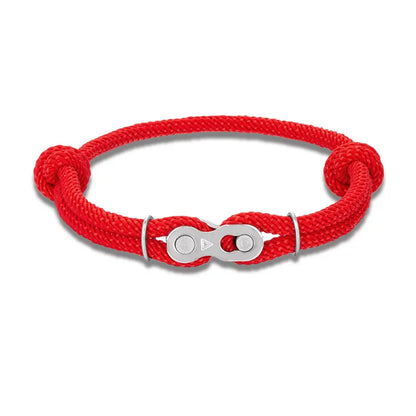 MKENDN Bicycle Chain Bracelet - Adjustable Punk Rock Nautical Rope Wristband with Magic Buckle