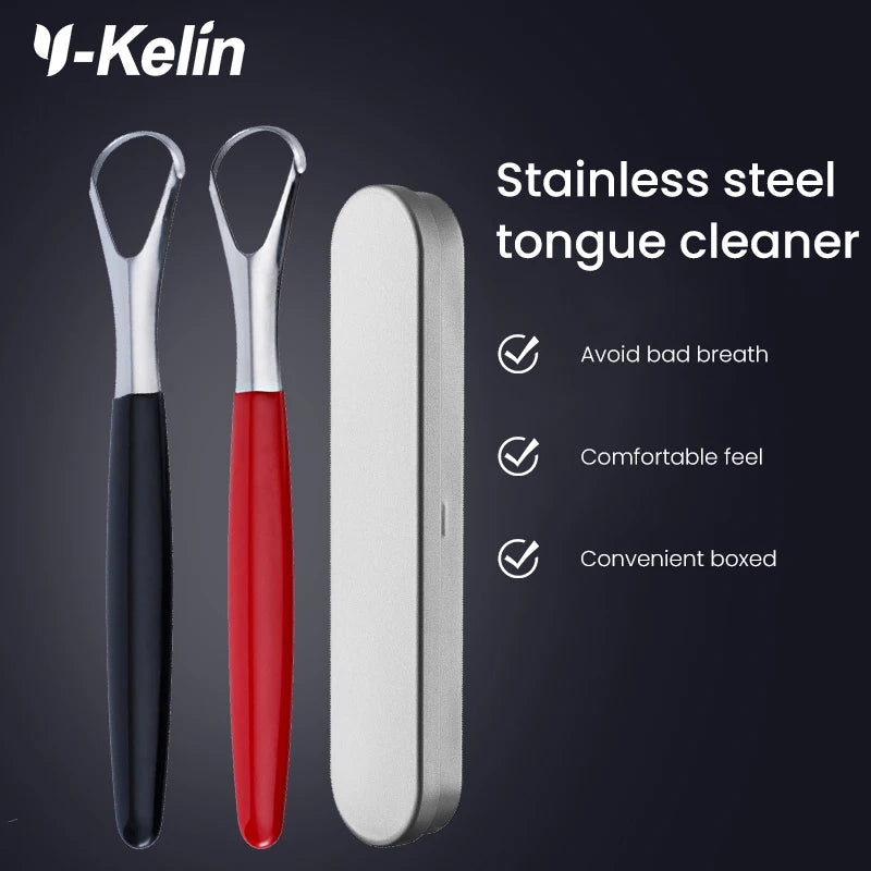 Y-Kelin Stainless Steel Tongue Scraper – Oral Cleaner Brush for Fresh Breath and Hygiene Care