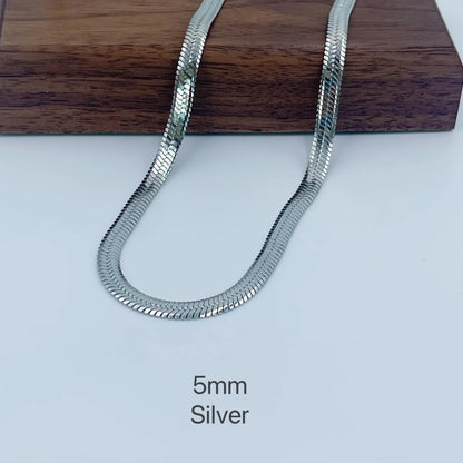 Minimalist Unisex Snake Chain Necklace Choker – Stainless Steel Herringbone Gold Color Fashion Jewelry for Women & Men
