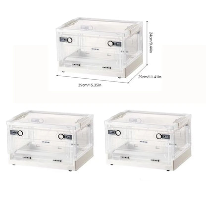 Foldable Transparent Storage Trunk — Large Capacity Plastic Organizer Box for Home, Wardrobe, and Clothes Storage