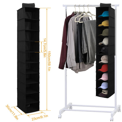 10-Shelf Hanging Shoe Organizer – Foldable Non-Woven Fabric Space-Saving Shoe Rack Multipurpose Storage