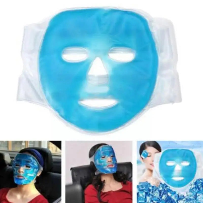Cold Gel Face Mask — Blue Full-Face Ice Compress for Moisturizing, Relaxation & Facial Care