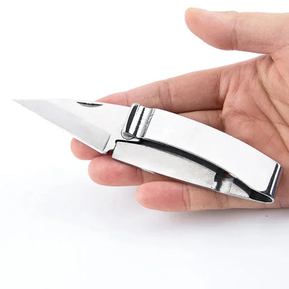 Stainless Steel Folding Knife – Sharp Blade Outdoor Camping Pocket EDC Multifunctional Tool with Wallet & Note Clip