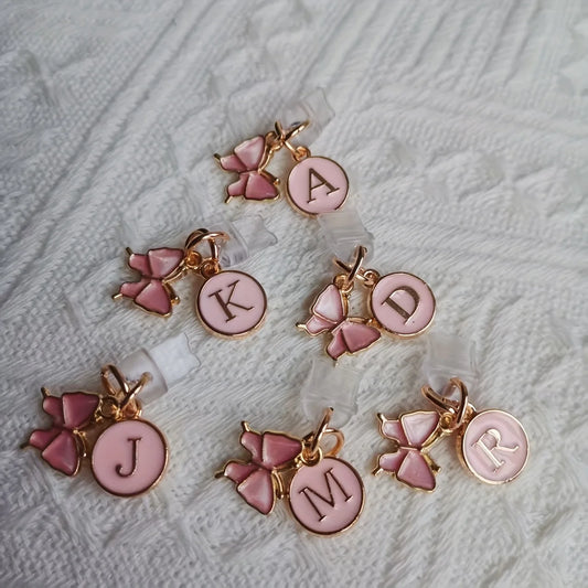 Butterfly Letter Phone Dust Plug - Personalized Type-C Charging Port Protector with A-M Alphabet Design